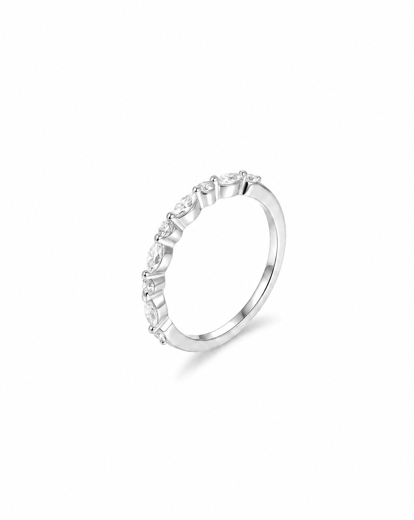 Jenn Marquise Round Half Eternity Ring