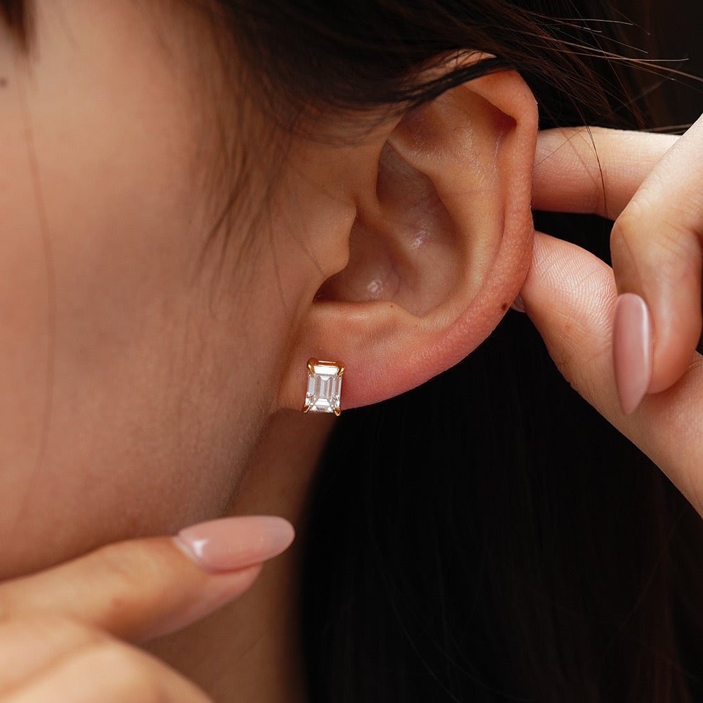 Sally emerald-cut baguette earrings