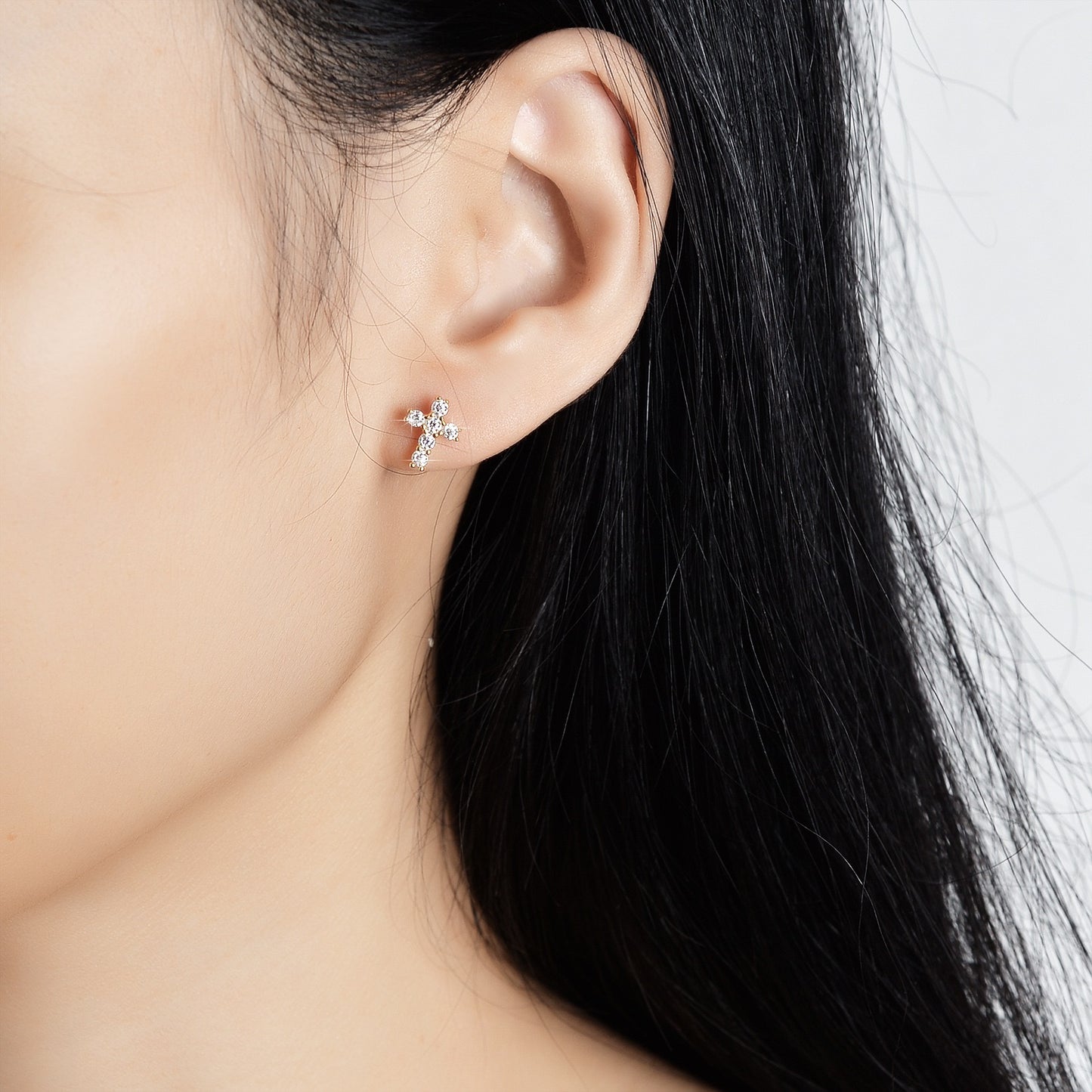 Tiffany Studded Cross Earrings