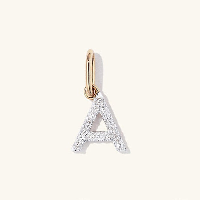 Initial Pave Charm Pendant (A-Z)