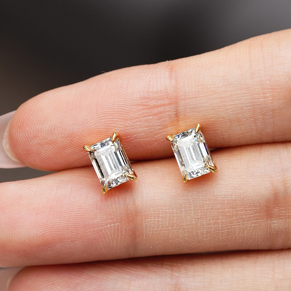 Sally emerald-cut baguette earrings