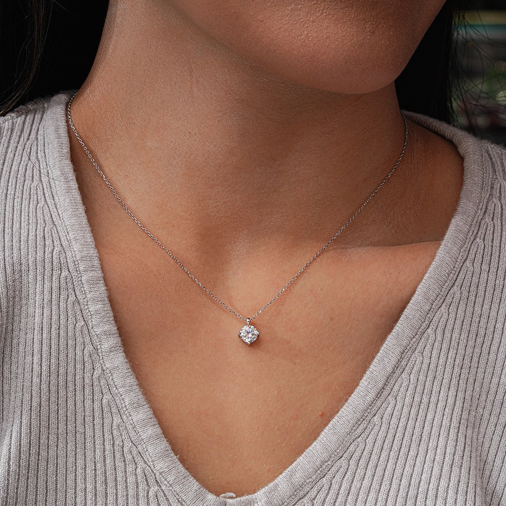 Emily Round Brilliant Pendant Necklace