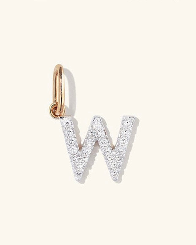 Initial Pave Charm Pendant (A-Z)