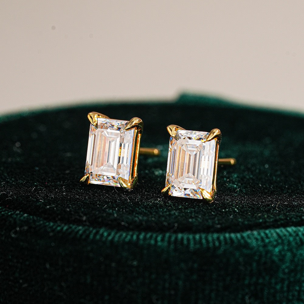 Sally emerald-cut baguette earrings