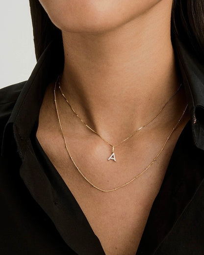 Initial Pave Charm Pendant (A-Z)