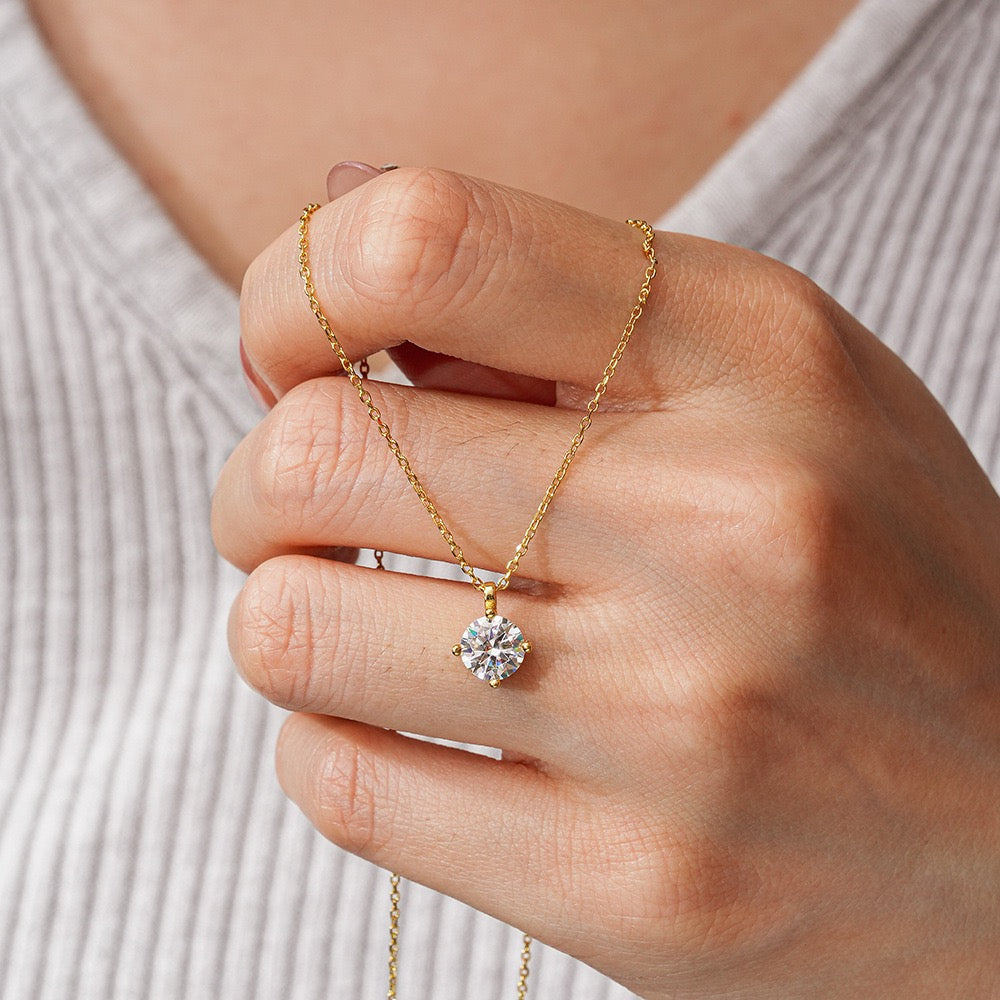 Emily Round Brilliant Pendant Necklace