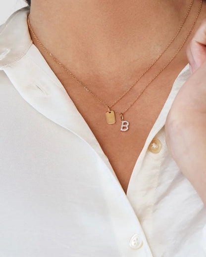 Initial Pave Charm Pendant (A-Z)