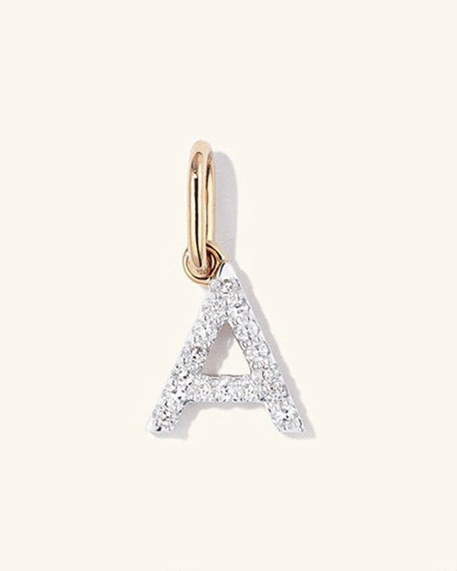 Initial Pave Charm Pendant (A-Z)