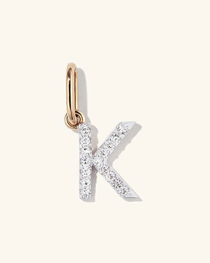 Initial Pave Charm Pendant (A-Z)