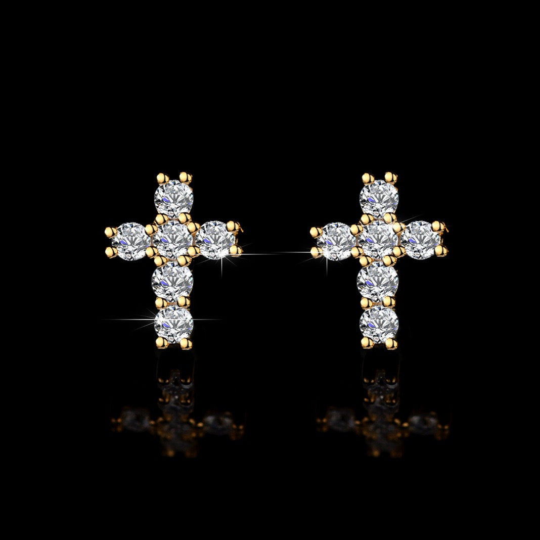 Tiffany Studded Cross Earrings