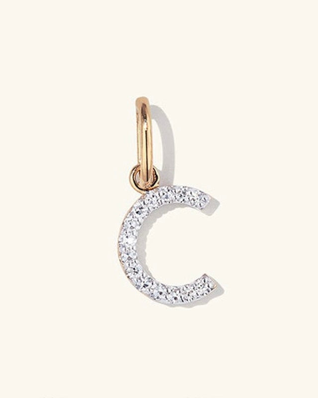 Initial Pave Charm Pendant (A-Z)