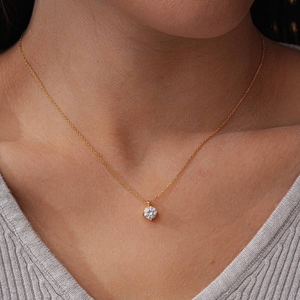 Emily Round Brilliant Pendant Necklace
