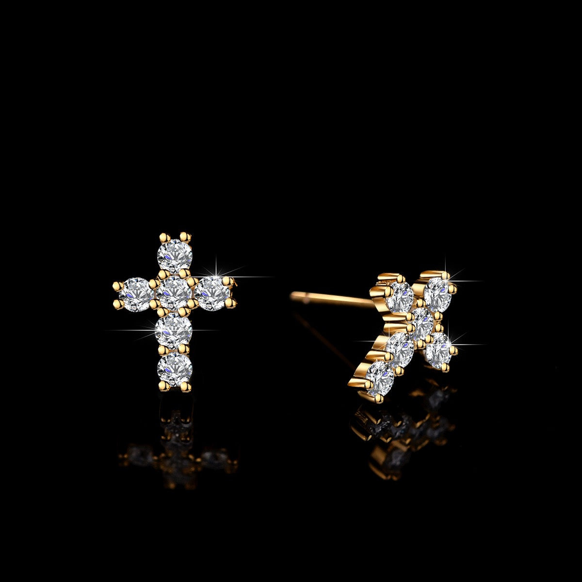 Tiffany Studded Cross Earrings