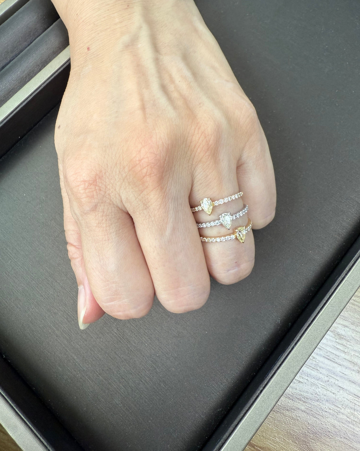 Audrey Pear White Diamond Ring