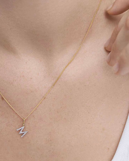 Initial Pave Charm Pendant (A-Z)