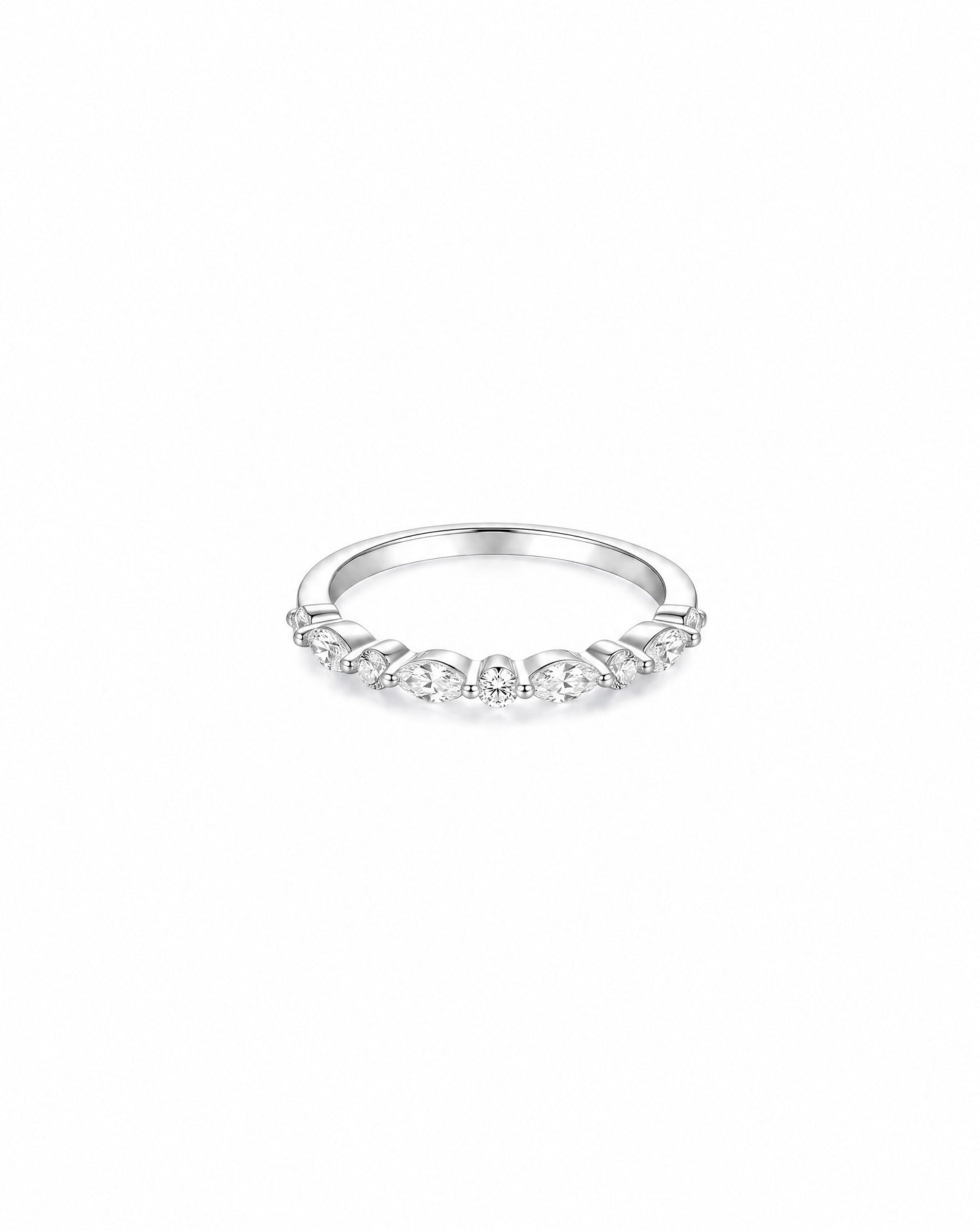 Jenn Marquise Round Half Eternity Ring